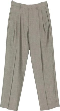 Victoria Beckham Pantalon - Dames - Wijde Broeken - Grijs - M - Leer - Broeken