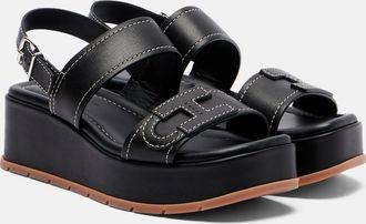 Hogan H703 leather platform sandals