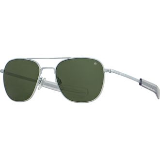 American Optical Original Pilot 57mm Aviator Glass Non Polarized in Matte Silver - Gng at Nordstrom