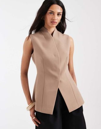 Asos Gilet avvolgente-Marrone