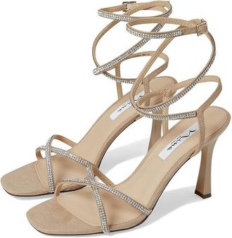 Nina Denise Sandals Womens US 9 Alamo Tan Spool Heel Square Toe Strappy ZPO41