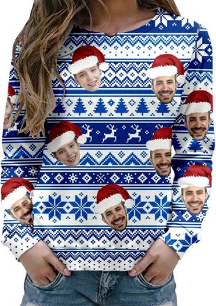 Generic Personalised Xmas Jumper for Men Women, Funny Custom Christmas Jumper with Face Photo Design Own Christmas Jumpers Personalised Sweatshirt Customized 
