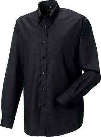 Russell Athletic Russell Collectie Heren Lange Mouw Easy Care Oxford Shirt (Zwart)