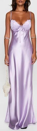 Princess Polly Fadyen Bias Cut Satin Maxi Dress in Lilac at Nordstrom, Size 10
