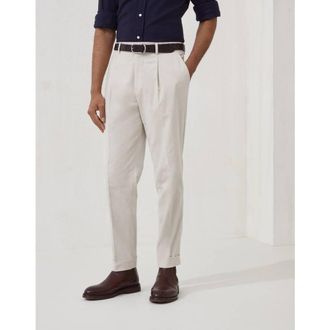 Brunello Cucinelli Mens Ice Cotton Pleated Trousers, Size 46