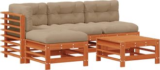 vidaXL Conjunto De Sof&aacute;s De Jard&iacute;n 5 Uds. Marr&oacute;n Cera Vidaxl