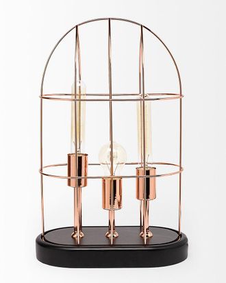 Mercana Sutton 19.3in Cylindrical Cage 3-Bulb Table Lamp