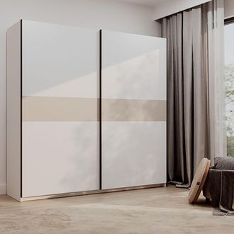 Dmora Armario Doble Puerta Nalika, Ropero Dormitorio 2 Estantes, Perchero, 2 Puertas, 200x204h Cm Blanco