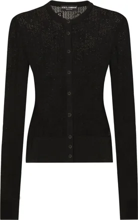 Dolce & Gabbana DNA logo embroidered cardigan - women - Viscose/Polyester - 38 - Black