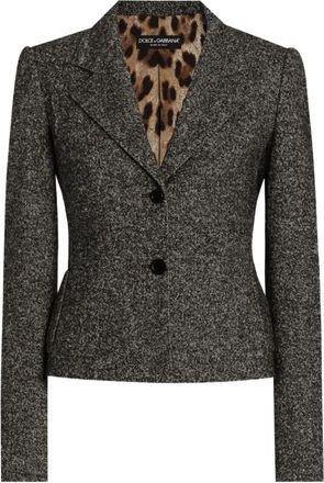 Dolce & Gabbana Grijze Luipaardprint Jas Aw 25 - Dames - Blazers - Grijs - L - Jassen