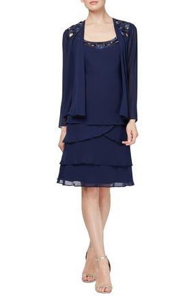 S.L. Fashions Sequin Jacket & Dress 2-Piece Set in Sap at Nordstrom, Size 6