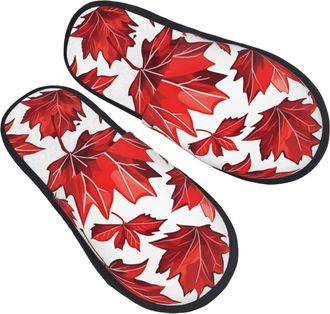 Generic Red Fall Maple Leaf Autumn Men Women Shoes Lightweight House Slippers Soft Slippers For Indoor Winter Outdoor L
