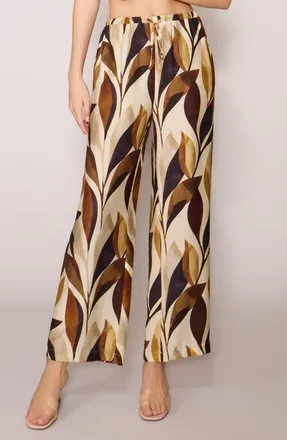 Melloday Floral Print Ankle Pants in Multi Leaf at Nordstrom, Size X-Large