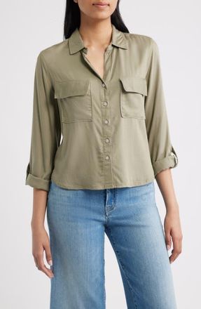 Beach Lunch Lounge Felicity Button-Up Shirt in Olivine at Nordstrom, Size X-Small