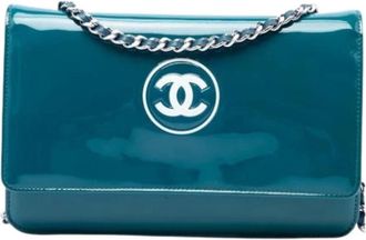 Chanel Pre-owned Wallet on Chain - Dames - Vintage Schoudertas - Blauw - ONE Size - Leer - Vintage