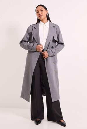 Wallis Womens Principles by Twill Trench Coat - Grey - Size 14 UK