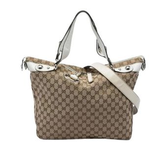 Gucci Pre-owned Vintage Canvas Satchel - Dames - Pre-owned - Beige - Maat: ONE Size Leer