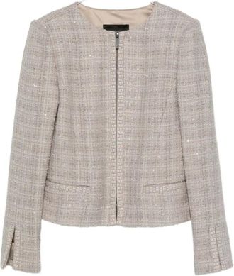 Emporio Armani Jassen, Dames, Grijs, S, Wol, Grijze Wollen Blazer Jas