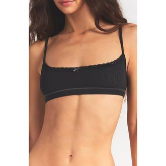 SKIMS Lightweight Stretch Cotton Pointelle Bralette in Z/dnusoot Tonaldnu at Nordstrom, Size X-Small
