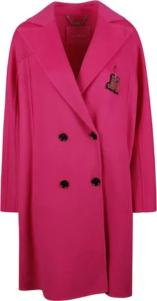 John Richmond Kairen Vibrant Pink Double-Breasted Wool Coat