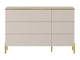 VENTE-UNIQUE.COM C&oacute;moda 6 cajones - beige y dorado - vukiawordwrap{70}}