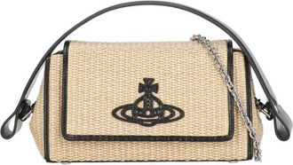 Vivienne Westwood Medium Woven Rafia Shoulder Bag With Orb Logo And Versatile Straps