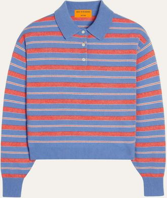 Guest In Residence Collegiate Stripe Cashmere Polo