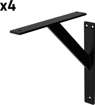 ML Design 4x soportes de estante de aluminio negro 240x240 mm