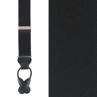 Trafalgar Store Big & Tall Dutton Solid Colored Silk Button End Suspenders in Black at Nordstrom, Size One Size Big