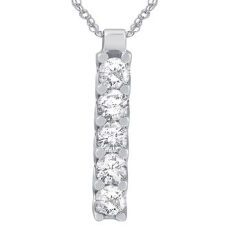 Pompeii3 14K White Gold 1 1/4ct Journey Genuine Diamond Pendant