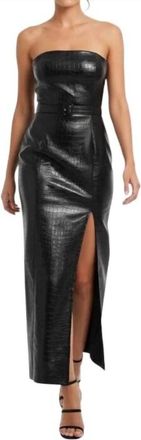 Toccin Vivian Crocodile Strapless Midi Dress In Black