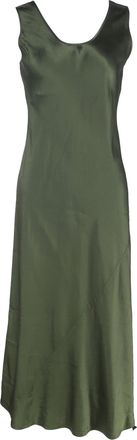 Max Mara Ares Sleeveless Midi Slip Dress in Olive Acetate