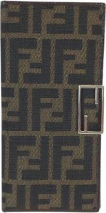 Fendi Pre-owned Wallets, female, Brown, Size: ONE SIZE Pre-owned Zucca Canvas Leather Long Wallet