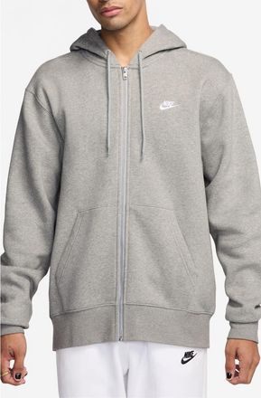 Nike Club Fleece Zip Hoodie in Dark Grey Heather/Light Grey at Nordstrom, Size Xx-Large