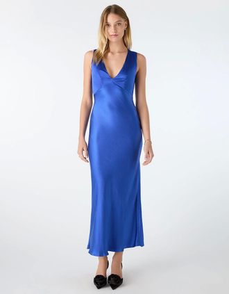 Omnes Womens Nova Tie Back Dress in Cobalt - Blue - Size: 20