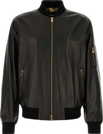 Versace leather bomber jacket - Zwart