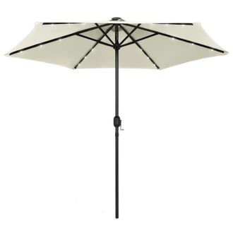 vidaXL Sombrilla De Jard&iacute;n Luces Led Palo Aluminio Blanco Arena 270 Cm Vidaxl
