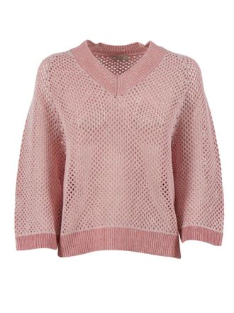 PESERICO Open Knit V Neck Sweater