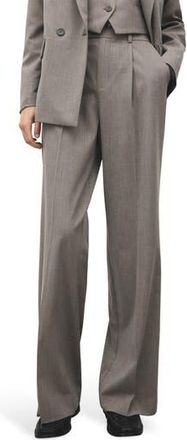 Mango Pleated Straight Leg Pants in Grey at Nordstrom Rack, Size 10