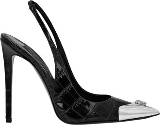 Philipp Plein Crocco Slingback High Heels - Dames - Pumps - Zwart - 40 EU - Leer - Schoenen