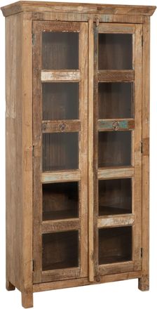 Biscottini International Vitrina De Madera Maciza Reciclada Con Acabado Envejecido