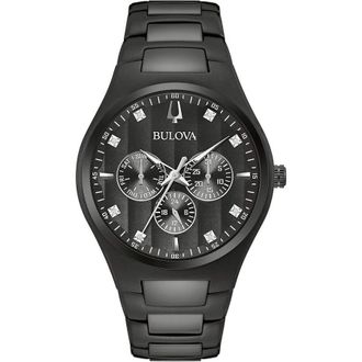 Bulova Chronograph Quartz Diamond Black Dial Mens Watch 98D173