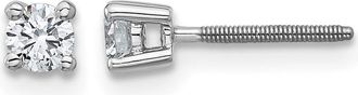 Diamond2Deal 14k Yellow Gold 1/4 ct Round Lab Grown Diamond Stud Earrings Screw Back VS Clarity, G-H Color