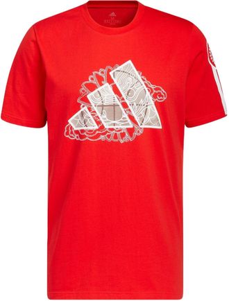 adidas Mens adidas Rose Dynasty Large Logo Printing Round Neck Short Sleeve Red T-Shirt IC8106
