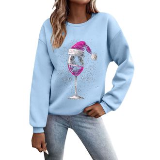 Generic Christmas Jumpers for Women, Fall Long Sleeve Shirts Ladies 2025 Crew Neck Fashion Hoodies Casual Long Sweatshirt Tops Sweaters Winter Casual Outwear 