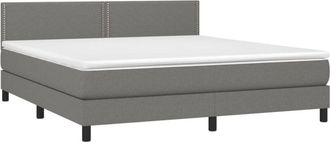 vidaXL Cama Box Spring Con Colch&oacute;n Tela Gris Oscuro 160x200 Cm Vidaxl