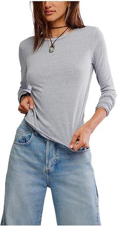 Free People Nova T-Shirts Long Sleeve Womens Clothing Greyhound : MD (Womens 8-10), Cotton/Polyester