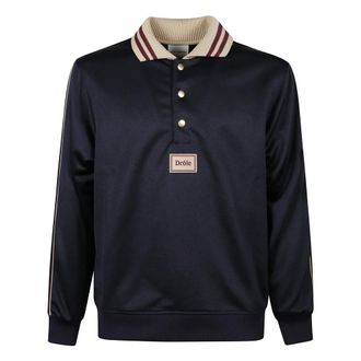 Dr&ocirc;le de Monsieur Tops, Heren, Blauw, S, Polyester, Polo Shirt met Contrasterende Kraag