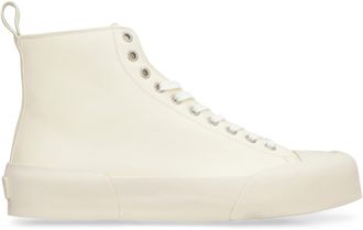 Jil Sander Womens Leather High-top Sneakers - Ivory - Size EU 39