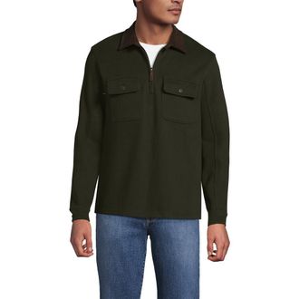 Lands End Long Sleeve Corduroy Collar Bedford Rib Quarter Zip in Havana Brown at Nordstrom, Size X-Large